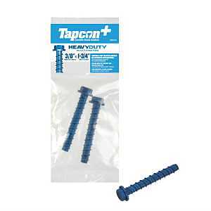 Tapcon+ 50440 Heavy-Duty Concrete Screw Anchor, 3/8 in Dia, 1-3/4 in L, Carbon Steel, Blue Climaseal-Coated