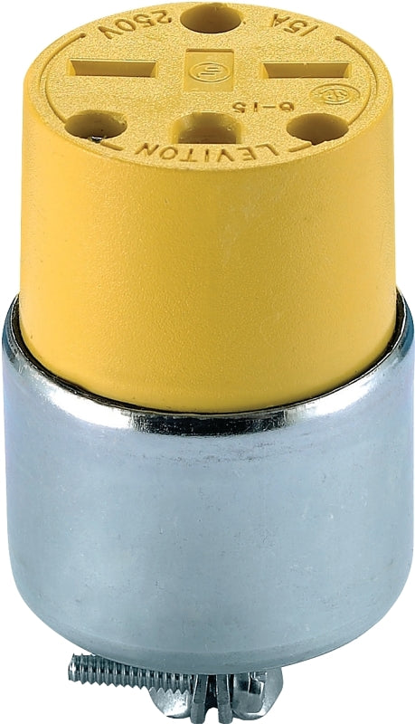 Leviton 000-615CA-000 Armored Connector, 2 -Pole, 15 A, 125 V, NEMA: NEMA 6-15R, Yellow