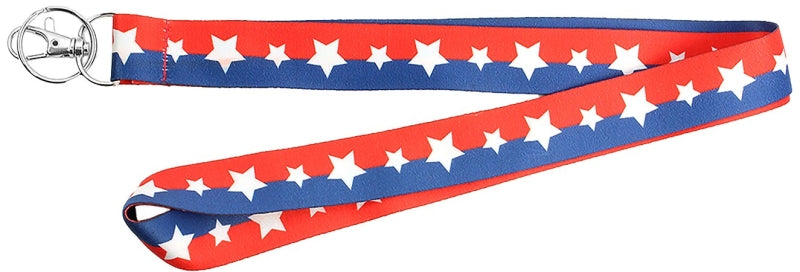 Hy-Ko 2GO Series LAN-103 Lanyard, 18 in L, 1 in W, Polyester, Blue/Red/White, Clip End