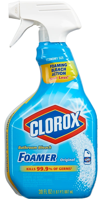 Clorox 30614 Bathroom Cleaner, 30 oz Bottle, Liquid, Bleach, Lemon, Pale Yellow