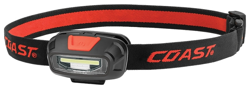 Coast FL13 Headlight, AAA Battery, LED Lamp, 250 Lumens, 68 ft Beam Distance, 13 hr Run Time, Black