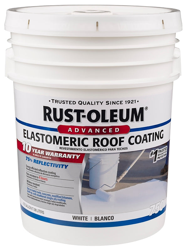 Rust-Oleum 750 Series 301993 Elastomeric Roof Coating, White, 5 gal, Pail, Liquid