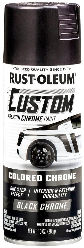 Rust-Oleum 343346 Premium Custom Paint, Chrome, Black, 10 oz, Aerosol Can