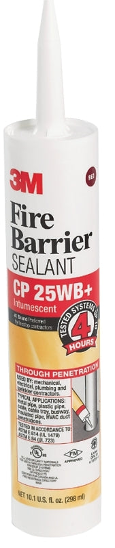 3M CP-25WB+10.1OZ Fire Barrier Sealant, Red, 40 to 122 deg F, 10.1 oz Cartridge