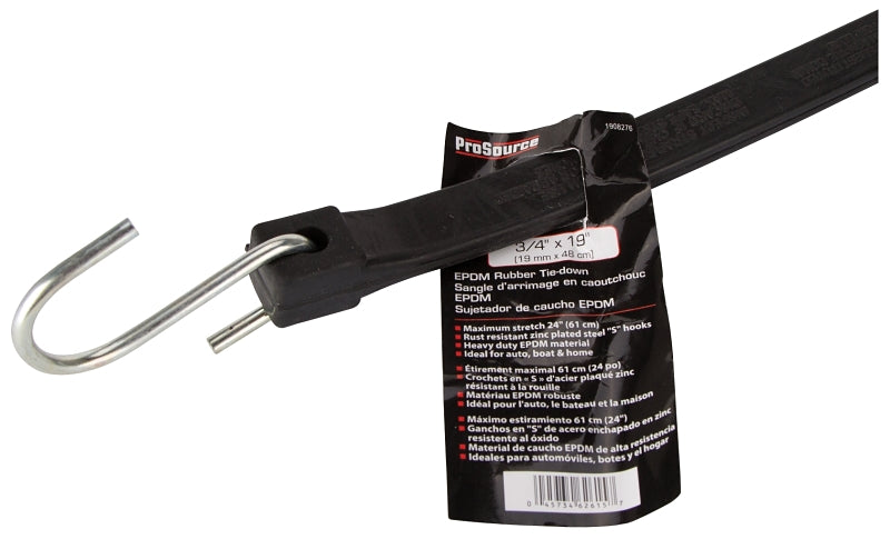 ProSource FH64088 Tie-Down, 3/4 in W, 19 in L, EPDM Rubber, S-Hook End Fitting, Steel End Fitting