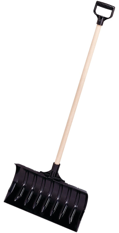 Garant LPP18VD Snow Pusher, 18 in W Blade, Polypropylene Blade, Hardwood Handle, D-Grip Handle, Black