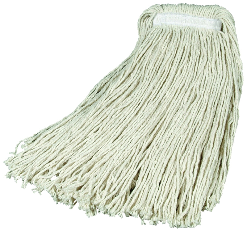 Rubbermaid 1784744 Wet Mop Head, 16 oz Capacity, 2-1/2 cm Headband, Cotton, White