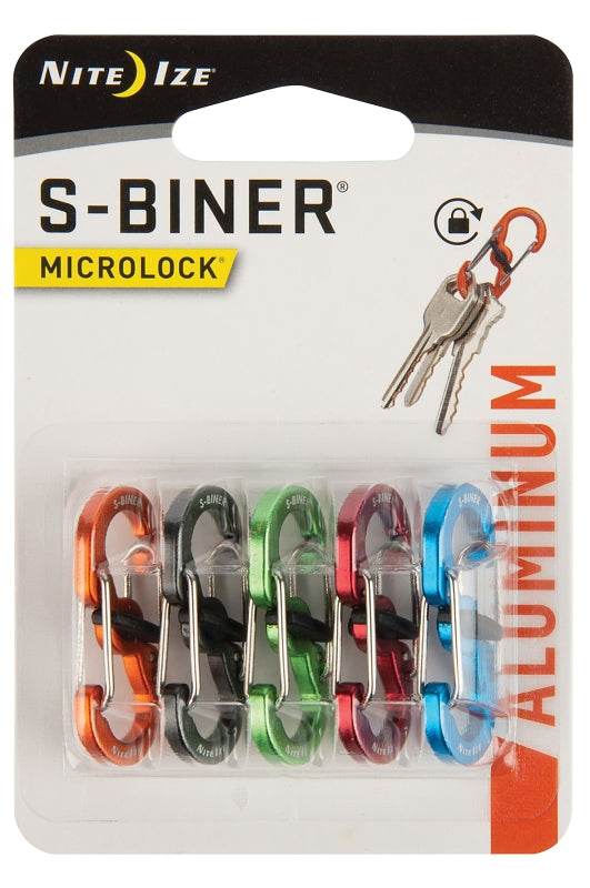 Nite Ize MicroLock, S-Biner LSBMA-A2-5R7 Mini Carabiner, 1.41 in OAL, Aluminum, Assorted