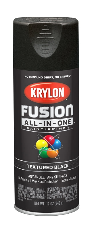 Krylon K02776007 Spray Paint, Textured, Black, 12 oz, Can