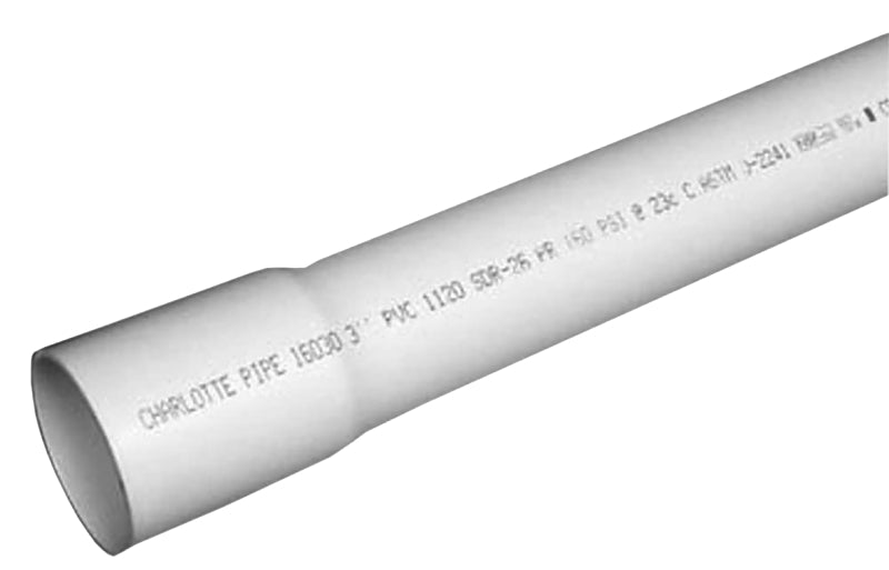 Charlotte Pipe PVC 16012B 0600 Pipe, 1-1/4 in, 20 ft L, SDR 26 Schedule, PVC