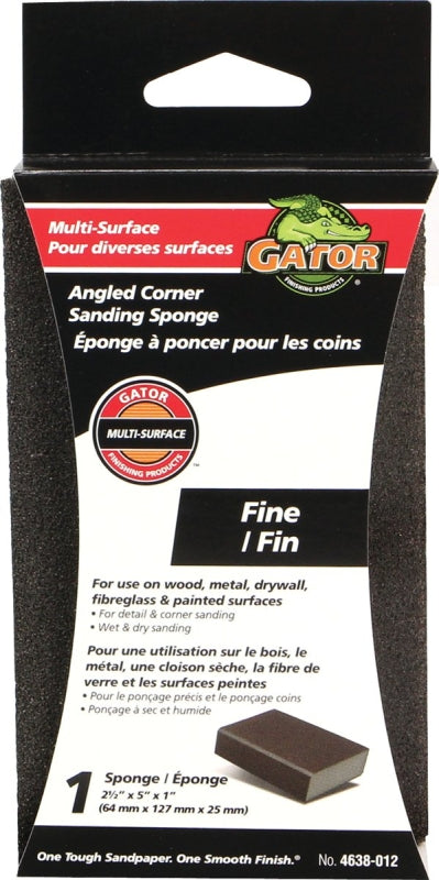 Gator 4638-012 Sanding Sponge, 5 in L, 2-1/2 in W, Fine, Aluminum Oxide Abrasive