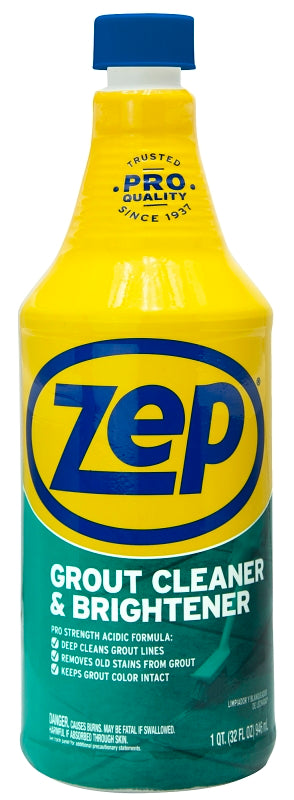 Zep ZU104632 Grout Cleaner and Whitener, 1 qt, Liquid, Characteristic, Light Yellow