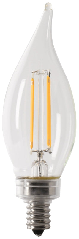 Feit Electric BPCFC40/950CA/FIL/4 LED Bulb, Decorative, Flame Tip Lamp, 60 W Equivalent, E12 Lamp Base, Dimmable, 4/PK