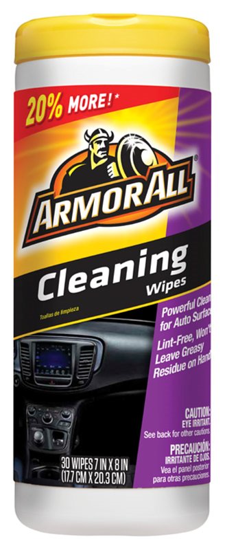Armor All 10869 Cleaning Wipes, Citrus, Leather, Woody, Effective to Remove: Ground-In Dirt, Dust, Grime, 25-Wipes