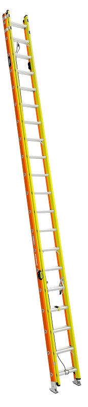 Werner GLIDESAFE T6200-2GS Series T6240-2GS Extension Ladder, 37 ft H Reach, 300 lb, 40-Step, Fiberglass, Orange/Yellow