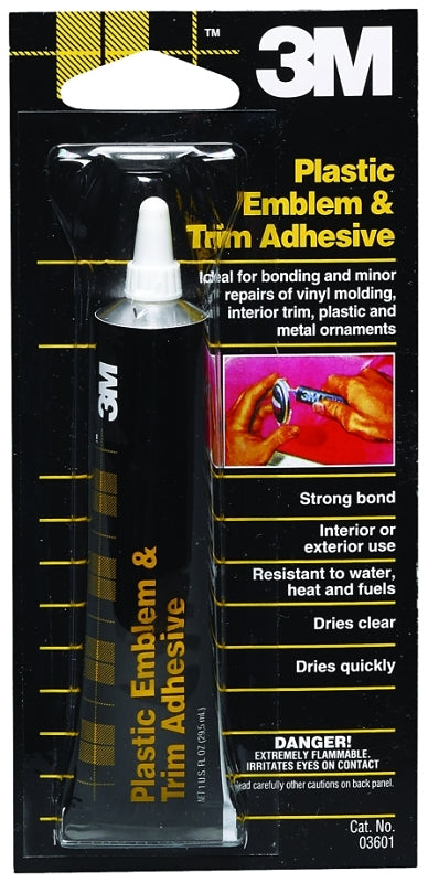 3M 03601 Emblem and Trim Adhesive, Liquid, Ketone, Clear, 1 oz Tube