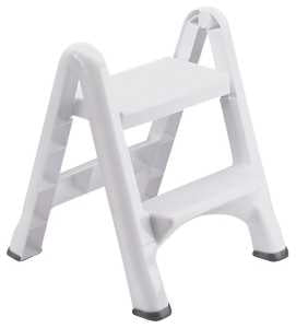 Rubbermaid EZ-Step Series FG420903WHITE Folding Step Stool, 25 in H, White