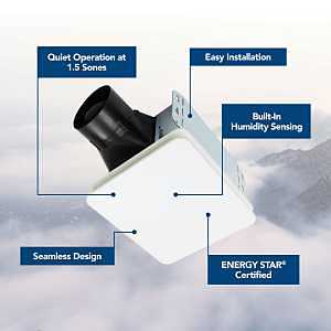 Broan Roomside Series BES8 Bathroom Exhaust Fan, 7-1/2 in L, 7-1/4 in W, 0.4 A, 120 V, 1-Speed, 80 cfm Air, Metal