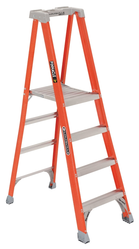 Louisville FXP1704 Platform Ladder, 46 in Max Standing H, 300 lb, Type IA Duty Rating, 4-Rung, 3 in D Step, Fiberglass