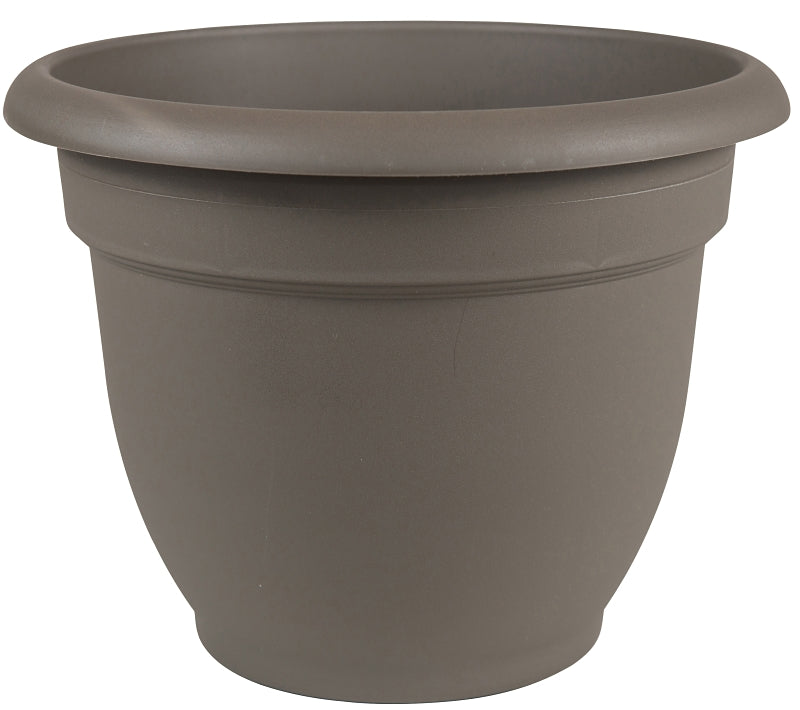 Bloem AP1260 Planter, 12 in Dia, 10.1 in H, 13 in W, Round, Plastic, Peppercorn