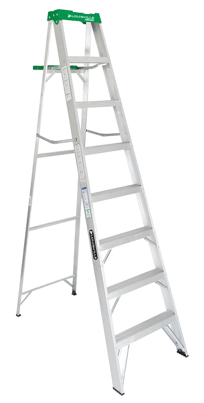 Louisville AS4000 Series AS4008 Step Ladder, 8 ft H, Type II Duty Rating, Aluminum, 225 lb, 7-Step