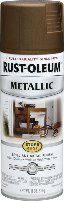 Rust-Oleum 7274830 Rust Preventative Spray Paint, Metallic, Antique Brass, 11 oz, Can