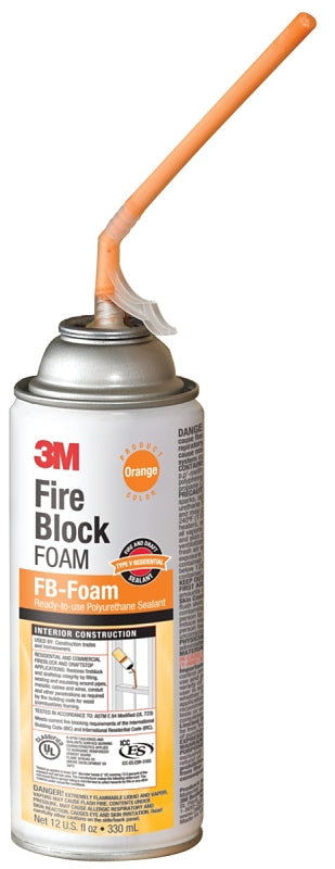 3M FB-FOAM Fire Block Foam, Orange, 12 oz Aerosol Can