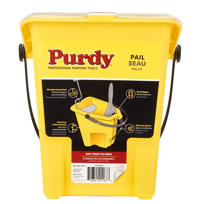 Purdy 14T921000 Painter's Pail, 1 qt Capacity, Plastic, Yellow