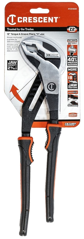 Crescent Z2 K9 Series RTZ212CGV Tongue and Groove Plier, 12.8 in OAL, 2.6 in Jaw, Self-Locking Adjustment, 1.85 in W Jaw