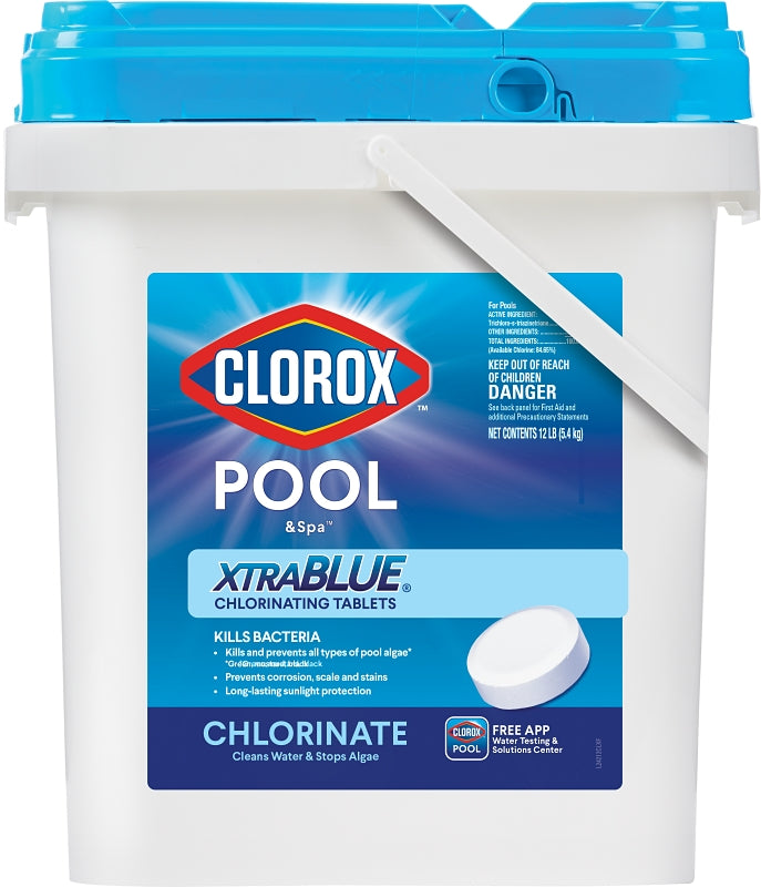 Clorox POOL & Spa XtraBlue 23012CLX Chlorinating Tablet, Solid, Chlorine, 12 lb