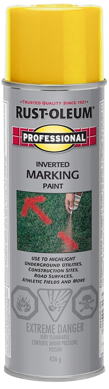 Rust-Oleum N2344838 Inverted Marking Spray Paint, Matte, Caution Yellow, 426 g, Can