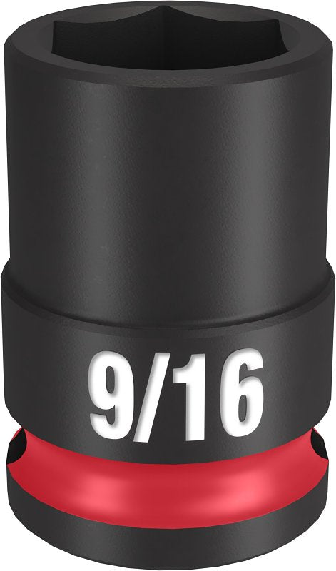 Milwaukee SHOCKWAVE Impact Duty Series 49-66-6107 Shallow Impact Socket, 9/16 in Socket, 3/8 in Drive, Square Drive