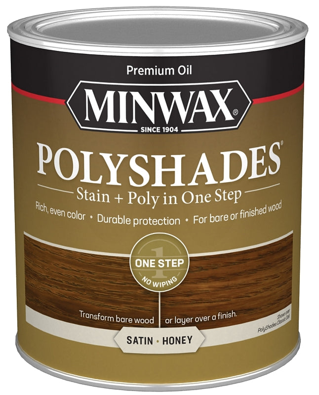 Minwax 613960444 Waterbased Polyurethane Stain, Satin, Liquid, Honey, 1 qt