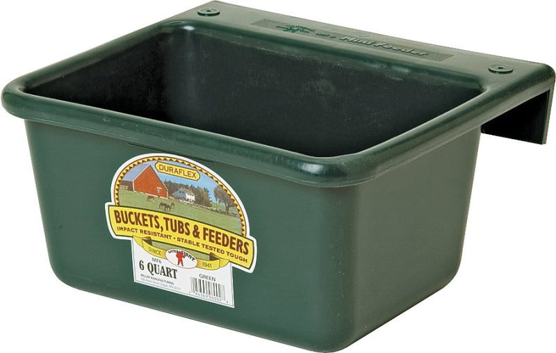 Little Giant MF6GREEN Hook Over Feeder, 6 qt Volume, DuraFlex Plastic, Green