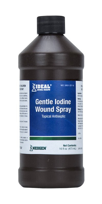 Neogen 79214 Gentle Iodine Wound, Liquid, Dark Brown, Pungent, Slightly Metallic, Sulfur, 16 oz