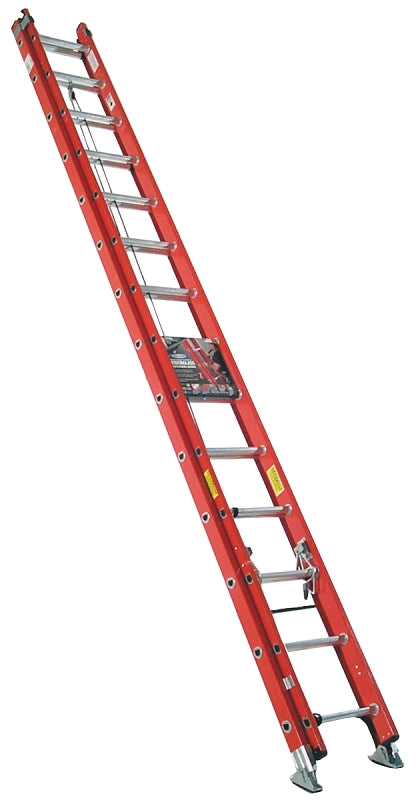Werner D6228-2 Extension Ladder, 27 ft H Reach, 300 lb, Fiberglass