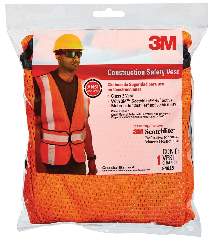 3M TEKK Protection 94625-80030T Reflective Safety Vest, One-Size, Fabric, Fluorescent Orange