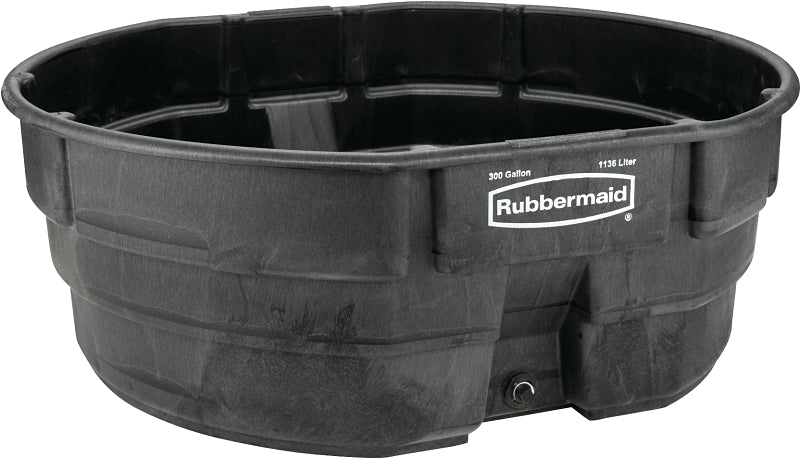 Rubbermaid FG424700BLA Stock Tank, 300 gal Capacity, Plastic, Black