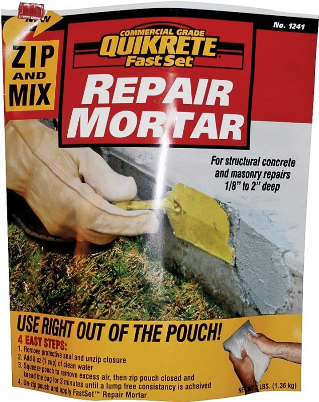 Quikrete 1241-15 Repair Mortar, Brown/Gray, Granular, 3 lb Pouch