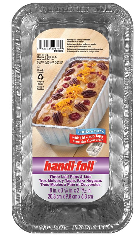 Handi-Foil 20398TL-10 Loaf Pan with Lid, 5.718 in L, 3.312 in W, Aluminum