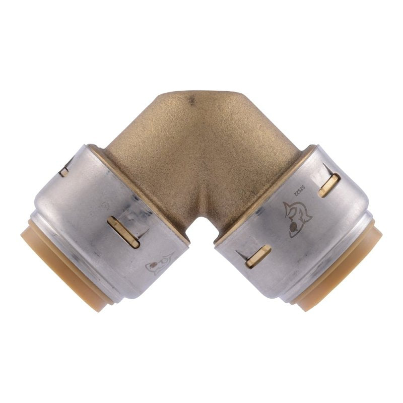 SharkBite Max UR256A Pipe Elbow, 3/4 in Push-to-Connect, 90 deg Angle, DZR Brass, 250 psi Pressure