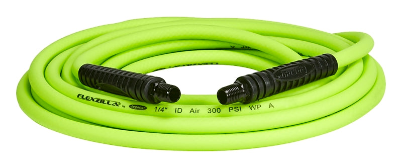 Flexzilla HFZ1425YW2 Premium Air Hose, 1/4 in ID, 25 ft L, MNPT, 300 psi Pressure, Polymer, Green