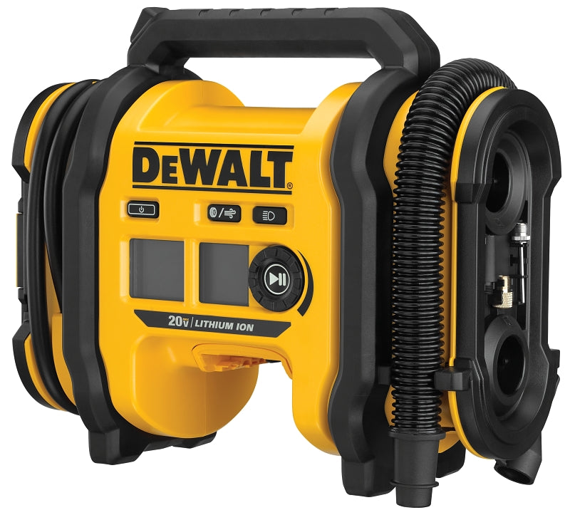 DeWALT DCC020IB Air Inflator, 110 VAC, 3 to 160 psi Pressure, Black/Yellow