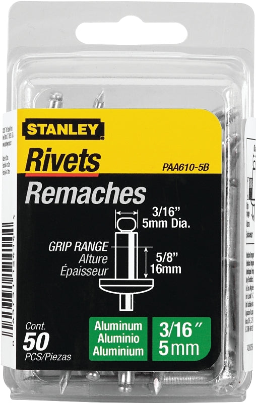 Stanley PAA610-5B Pop Rivet, Reusable, Aluminum, 50/PK