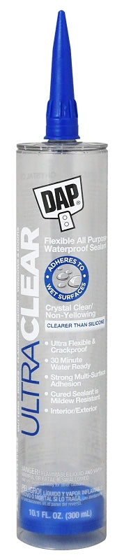 DAP 18388 Ultra Clear Sealant, Crystal Clear, 20 to 120 deg F, 10.1 oz Cartridge