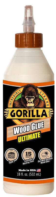 Gorilla 104406 Extra Strength Glue, Natural Wood, 18 oz Bottle