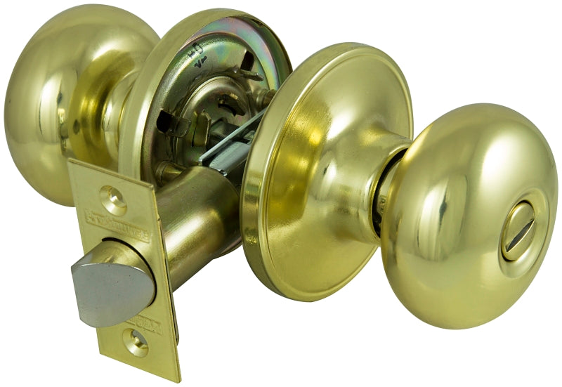 ProSource Privacy Lockset, Tubular Design, Polished Brass