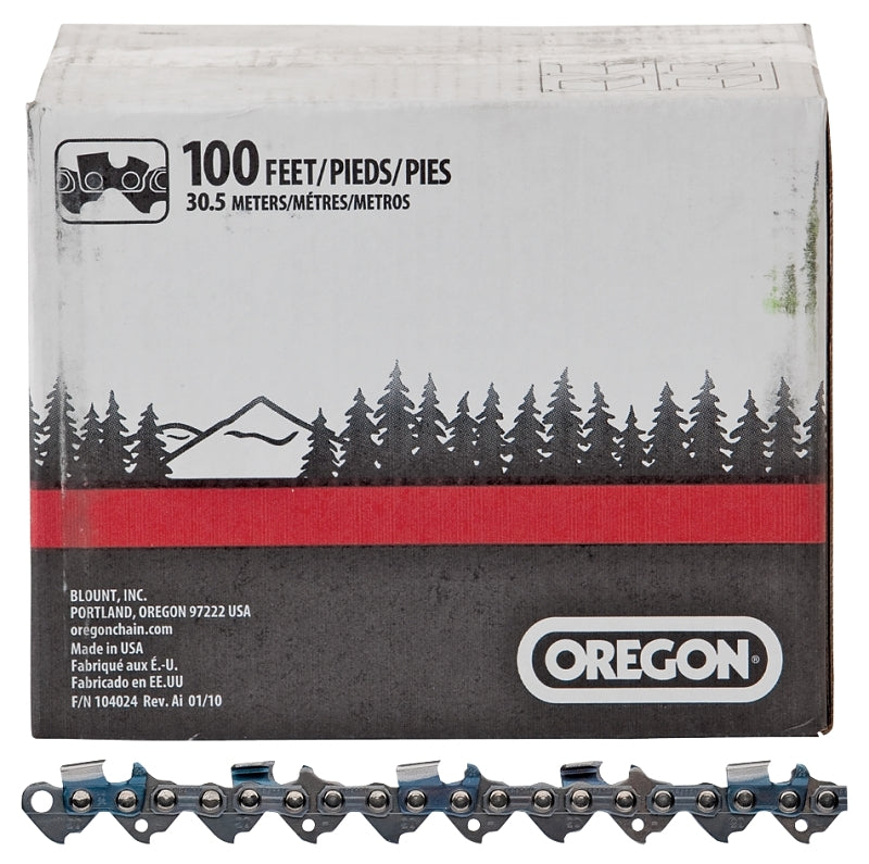 Oregon D100U Chainsaw Chain, 100 ft L Bar, 0.05 Gauge, 3/8 in TPI/Pitch