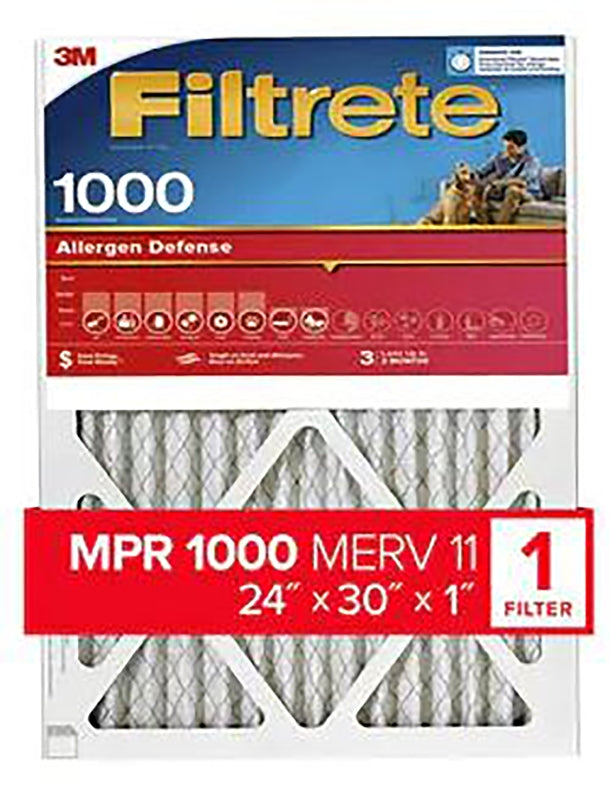 Filtrete AL13-4 Air Filter, 24 in L, 30 in W, 11 MERV, 1000 MPR, Polypropylene Frame