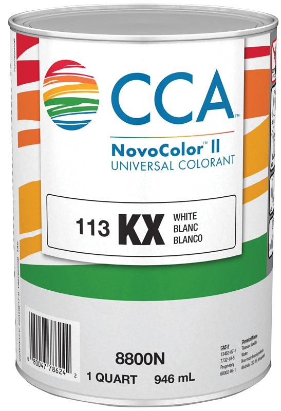 CCA NovoColor II Series 076.008800N.005 Universal Colorant, White, Liquid, 1 qt